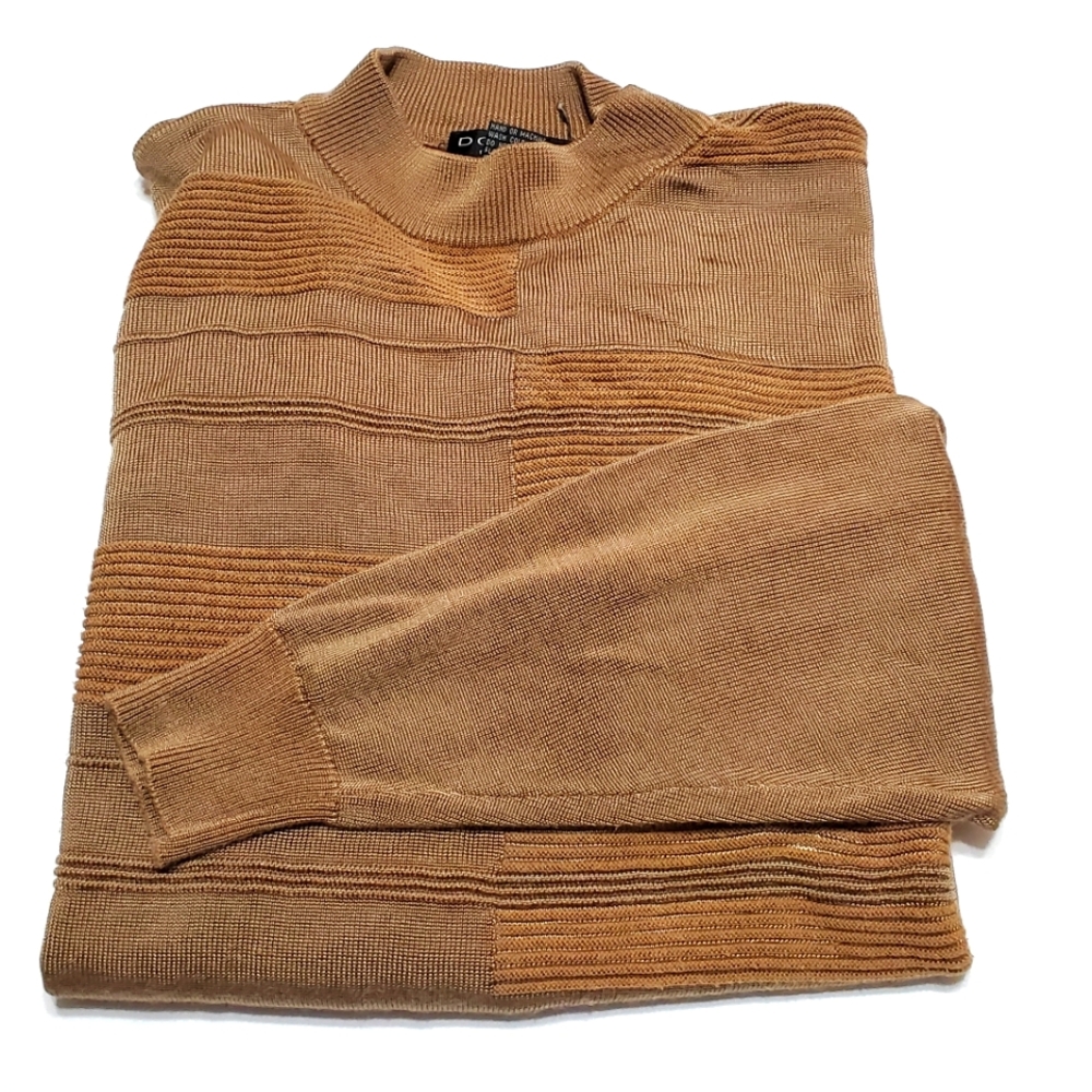 Domani Platinum Brown Stripe Pattern Men's Pullover Long Sleeve Shirt LARGE